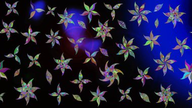 Kumaş, tekstil, duvar kağıdı baskısı için. Raster illüstrasyonu. Eskiz geçmişi. Raster. Tomurcukları çiçek olan sevimli bir çiçek deseni. Antika retro tarzı.