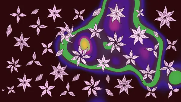 Tomurcukları çiçek olan sevimli bir çiçek deseni. Eskiz geçmişi. Eski usul. Raster. Raster illüstrasyonu. Kumaş, tekstil ve duvar kağıdı baskısı için..