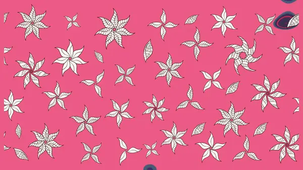 Pembe renkli şirin çiçek deseni. Raster Modaya uygun kumaş deseni. Renkli Bahar Teması eskiz kalıbı. Düz Çiçek Elementleri Tasarımı.
