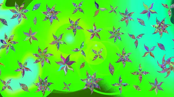 Parlak renkli fantezi çiçekleri, yapraklar, yeşil renkli tomurcuklar. Suluboya el çizimi elementli çiçek çizimi deseni.