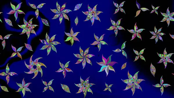 Raster illüstrasyonu. Çiçekli karalama şeklinde Raster çiçek deseni. Nazikçe, yaz çiçekleri mavi renklerde.