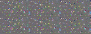 Raster illüstrasyonu. Suluboya stilinde gri renkte. Küçük çiçekli bahar deseni çiz.