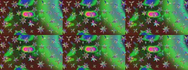 Karalama çiçekleri çizim kalıbı. Raster deseni. Sanat, çiçeklere ilham verir ve arka plan bırakır. Yeşil el çizimi desen.