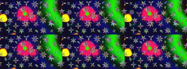 Güzel kumaş deseni. Raster çiçekli arka plan. Renkli Yaz Temalı eskiz kalıbı. Yazdır. Düz Çiçek Elementleri Tasarımı. Güzel çizim şekli..