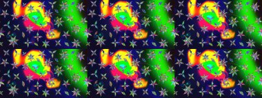 Raster deseni. Çiçekli çiçek deseni, suluboya. Süslü kumaş deseni.