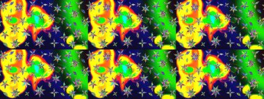 Süslü kumaş deseni. Düz Çiçek Elementleri Tasarımı. Raster illüstrasyonundaki çiçek desenli çizim. Renkli Bahar Teması çizim şablonu.