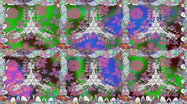 Yeşil yapraklı yabani çiçekler. Suluboya, elle çizilmiş. Kusursuz bir arka plan modeli. Raster illüstrasyonu.