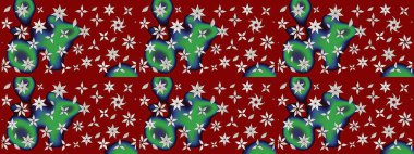 Soyut etnik raster çizim kalıbı. Kabile sanatı boho baskısı, klasik çiçek arkaplanı. Arkaplan dokusu, duvar kağıdı, kırmızı renkli çiçek teması.