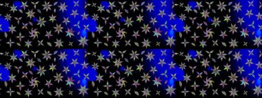 Çiçek kompozisyonu, el boyası, hassas şablon. Siyah renkte manzaralı çiçek deseni. Üst manzara, yumuşak stil. Sevgililer günü ve tebrik kartı konsepti için şık bir davet.