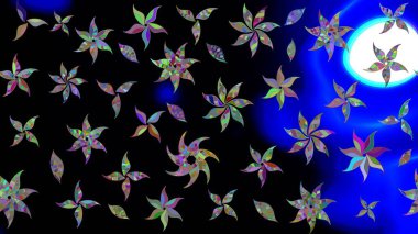 Renkli Bahar Teması eskiz kalıbı. Raster. Düz Çiçek Elementleri Tasarımı.