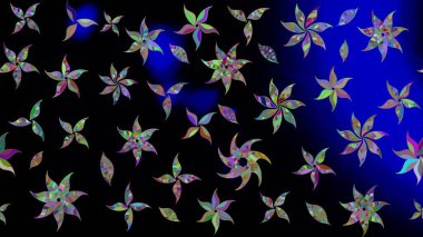 Çizim çiçek deseni duvar kâğıdı olarak kullanılabilir. Siyah renkli çiçekler. Raster illüstrasyonu.