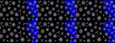 Çiçek desenli çizim. Siyah renkli Asya tekstili. Raster illüstrasyonu.