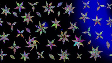 Raster Güzel kumaş deseni. Raster suluboya deseni, narin çiçekler, siyah çiçekler, tebrik kartı şablonu..