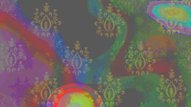 Gri renkli bitkilerden oluşan parlak çiçekli çizim deseni.