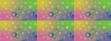 Çiçekler suluboya eskiz deseni. Raster Stili kumaş deseni.