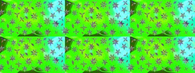 Düz Çiçek Elementleri Tasarımı. Sevimli çiçek raster deseni. Yeşil renkli çiçekler. Renk Bahar Teması eskiz şablonu.