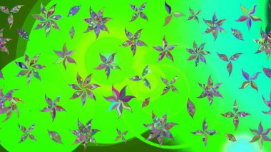 Raster illüstrasyonu. Yeşil renkte karalamalı çiçek deseni çiz.