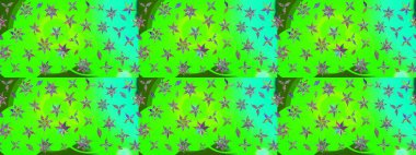 Raster illüstrasyonu. Raster illüstrasyonundaki çiçek desenli çizim. Yeşil renklerde. Güzel kumaş deseni.