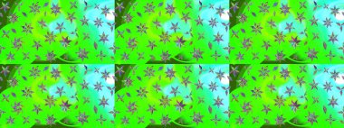 Küçük çiçekte hoş bir çiçek deseni var. Parlak çiçekli yeşil renkler üzerine soyut çizim deseni. Çiçek elementli zarif raster dokusu..
