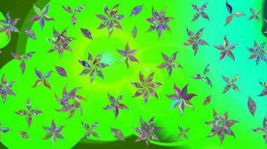 Nazik romantik baskı. Yeşil renkli çiçekler. Raster güzel bir çiçek deseni çizmiş. Tatil havası. Bahar mevsimi.