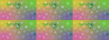 Raster illüstrasyonundaki çiçek desenli çizim. Suluboya tarzında yeşil renkte çiçekler.