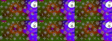 Raster illüstrasyonundaki çiçek desenli çizim. Yeşil renkte çiçekler.