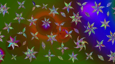 Yeşil renkte güzel çiçekler, suluboya desenli, duvar kağıdı, kart ya da kumaş için fayanslı eskizler. Raster..