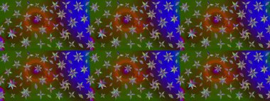 Kabile sanatı boho baskısı, klasik çiçek arkaplanı. Arkaplan dokusu, duvar kağıdı, yeşil renkli çiçek teması. Soyut etnik raster çizim kalıbı.