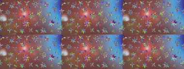 Kahverengi renkte güzel çiçekler, suluboya desenli, duvar kağıdı, kart ya da kumaş için fayanslı eskizler. Raster..