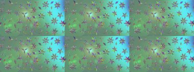 Raster illüstrasyonundaki çiçek desenli çizim. Suluboya tarzında yeşil renkte çiçekler.