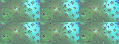 Yeşil renkli şirin çiçek deseni. Düz Çiçek Elementleri Tasarımı. Raster Modaya uygun kumaş deseni. Renkli Bahar Teması çizim şablonu.
