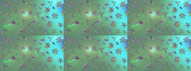 Raster illüstrasyonu. Egzotik çiçekler, botanik, yeşil renklerdeki parlak klasik doğa. Klasik tropikal doğal elementlerin suluboya seti.