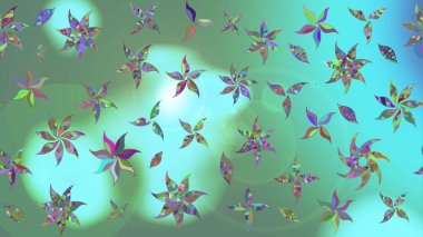 Çiçek duvar kağıdı. Renkli süs kenarı. Hint süsü. Yeşil renklerde. Çizim kalıbı. Raster illüstrasyonu.