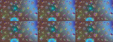 Çiçek ve yapraklı çiçek deseni. Raster illüstrasyonu. Küçük çiçekli şirin desen.