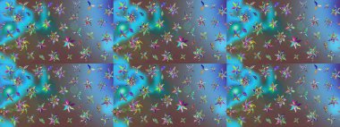 Renkli Bahar Teması eskiz kalıbı. Güzel çiçek deseni. Mavi renkli çiçekler. Düz Çiçek Elementleri Tasarımı.