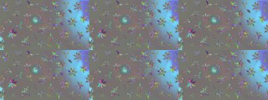 Renkli Yaz Temalı eskiz kalıbı. Sevimli çiçek raster deseni. Gri renkli çiçekler. Düz Çiçek Elementleri Tasarımı.