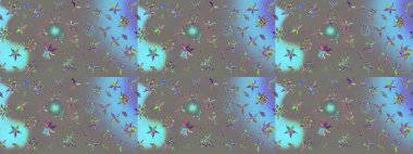 Süslü kumaş deseni. Raster illüstrasyonundaki çiçek desenli çizim. Düz Çiçek Elementleri Tasarımı. Renkli Bahar Teması çizim şablonu.