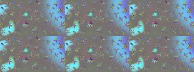 Raster illüstrasyonu. Suluboya çiçekli çiçek deseni. Gri renkli güzel tekstil.