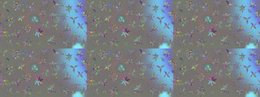 Raster illüstrasyonundaki çiçek desenli çizim. Gri renkli çiçekler.