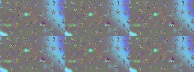 Şirin çiçek elementleri. Raster illüstrasyonu. Robot resim. Gri renkli çiçekler.