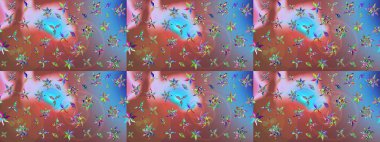 Düz Çiçek Elementleri Tasarımı. Renkli Bahar Teması eskiz kalıbı. Güzel kumaş deseni. Raster illüstrasyonunda çiçek deseni çizimi.