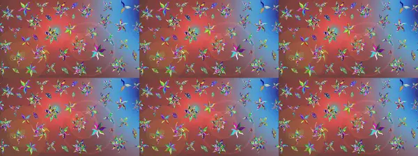 Kahverengi renkte çok kahverengi, zarif küçük çiçekler ve komik böcekler, raster desen, illüstrasyon.