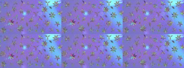 Robot resim. Şirin çiçek elementleri. Raster illüstrasyonu. Mor renkte çiçekler.