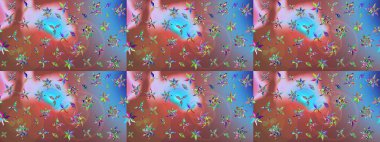 Düz Çiçek Elementleri Tasarımı. Renkli Bahar Teması eskiz kalıbı. Güzel kumaş deseni. Raster illüstrasyonunda çiçek deseni çizimi.