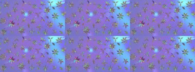 Robot resim. Şirin çiçek elementleri. Raster illüstrasyonu. Mor renkte çiçekler.