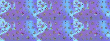 El çizimi çiçek unsurları olan soyut çizim raster deseni. Violet menekşe üzerinde. 1950-1960 motifleri. Çiçekli ipek eşarp. Retro tekstil tasarım koleksiyonu.