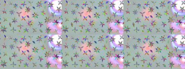 Eskiz modeli etnik tasarım. Yatak çarşafları, ceket, paket tasarımı, kumaş ve moda kavramları için tekstil baskısı. Çiçekleri, deniz kabukları, mandalaları ve suluboya efektleri olan deniz altyapısı.