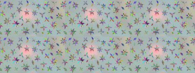 Çiçek desenli çizim. Raster illüstrasyonu. Renkli Bahar Teması eskiz kalıbı. Güzel kumaş deseni. Düz Çiçek Elementleri Tasarımı. Asya tekstil tarzında.