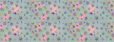 Hediye ambalaj kağıdı, tebrik kartları, posterler ve pankart tasarımı. Raster düz çiçek çizim deseni. Gri renkli çiçekler.