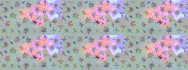 Doodle tarzı. Renkli gri çizim kalıbı. Tekstil ve kapak tasarımı için mükemmel. Gri renkli çiçekler. Elle çizilmiş sonbahar çiçeği deseni..